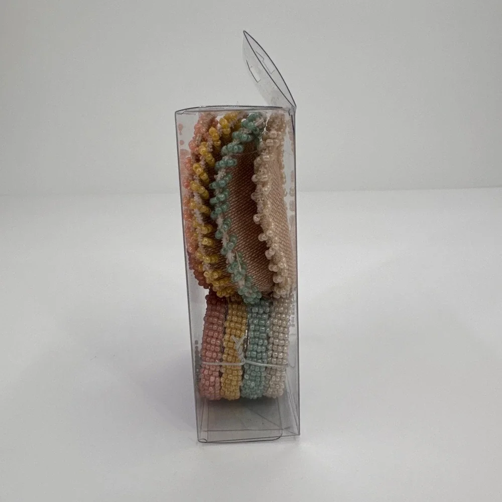 Celebrate Easter Together Bunny Ear Napkin Rings Set of 4 Beaded Pastel‎ Multi